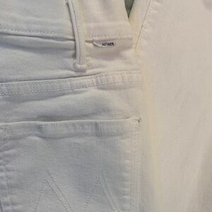 MOTHER White - the Hustler Ankle Fray Denim Jeans